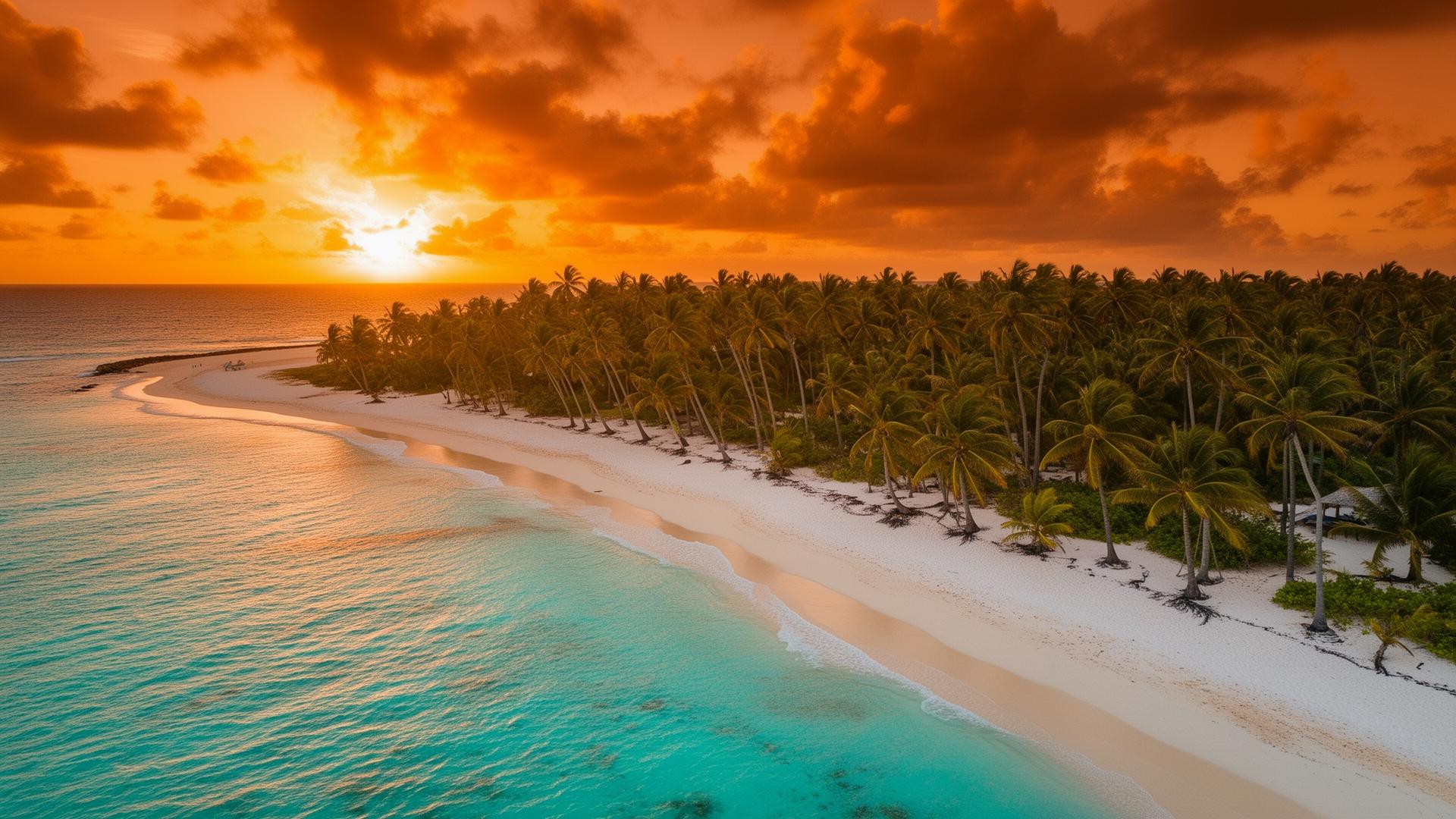 Praia paradisíaca em Punta Cana ao pôr do sol